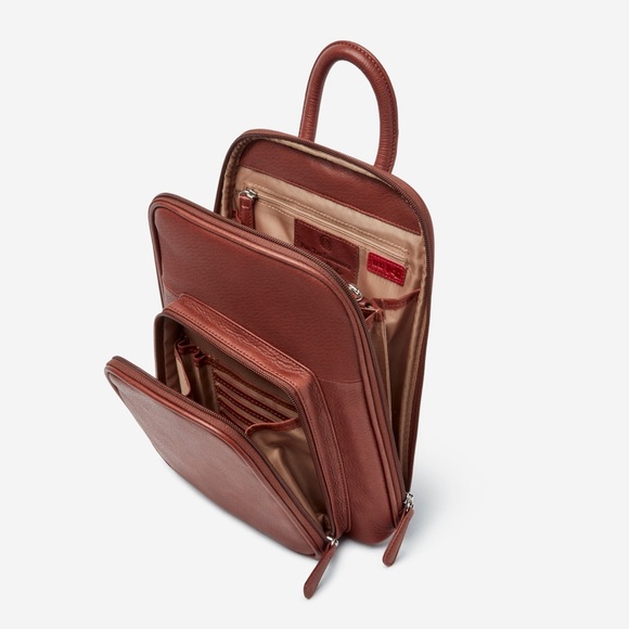Osgoode Marley Small Organizer Leather Backpack in Mulberry - Picture 4 of 9